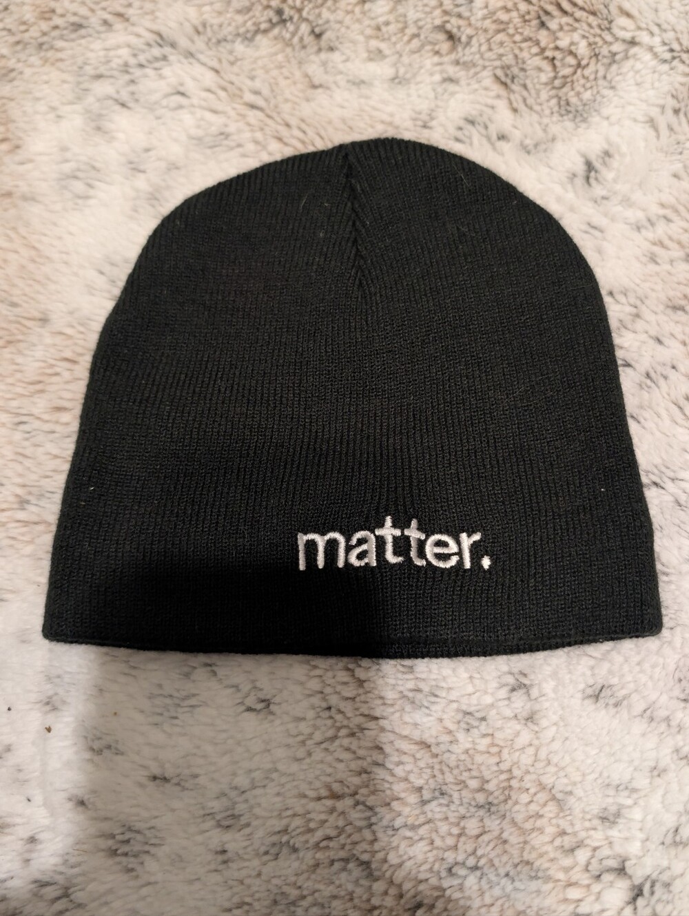 Port & Company Black Knit Beanie Hat Embroidered Matter Skull Cap